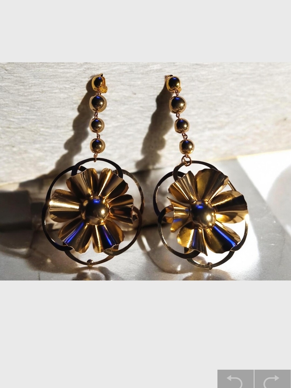 Gold Floral Drop Earrings - Women Jewelry